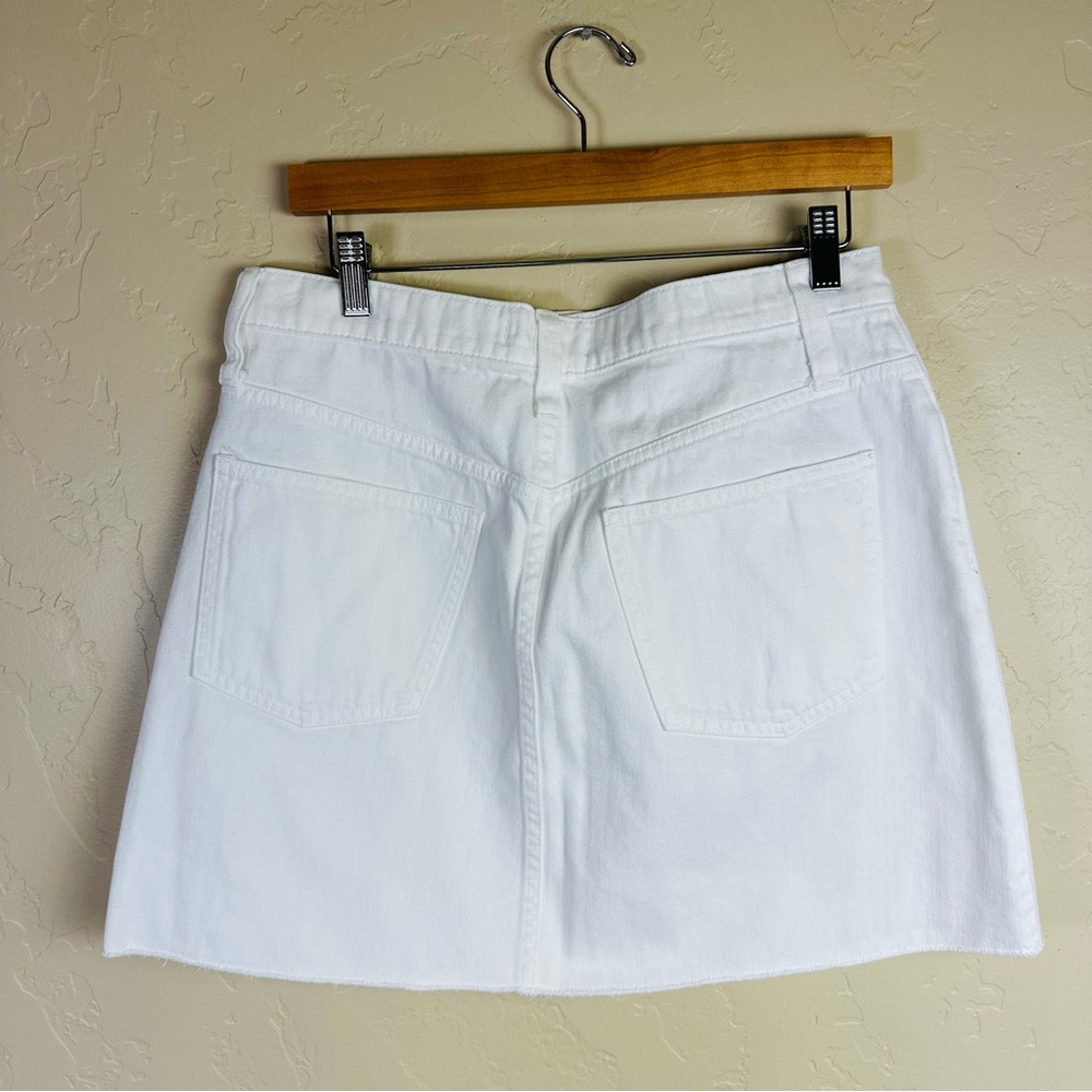 Madewell Women’s Rigid Denim A-Line Mini Skirt, Tile White Button-Front Edition - Picture 6 of 10